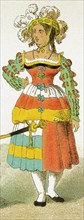 The woman represented here is German and dates to 1500-1550. The illustration dates to 1882.