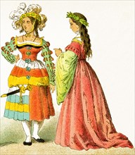 The women represented here are Germans who date to 1500-1550. The illustration dates to 1882.