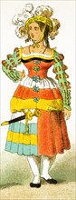 The woman represented here is a German who dates to 1500-1550. The illustration dates to 1882.