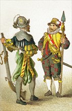 The figures in this illustration show Germans between 1550 and 1600. They are, from left to right: