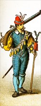 The figure represented here is a French guard between 1550 and 1600 ‚Äî during the time of Charles