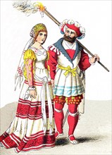 The figures pictured here represent an English couple of high rank between 1500 and 1550. The