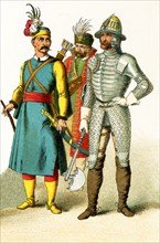 The figures pictured here are Hungarians in 1500. They represent, from left to right: Hungarian