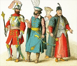 The Slavonic figures pictured here date to 1500. They represent, from left to right: two Hungarian