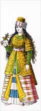 This figure represents an Ottoman maiden in the Ottoman Empire in 1500. The illustration dates to