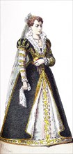 This illustration, which dates to 1882, shows an upper-class Italian woman between 1550-1600. .