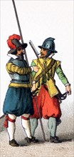 The figures here represent two dragoons from the lands that today comprise Germany. The costumes