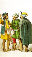 The figures shown here represent, from left to right: three Croats in the 1600s.The illustration