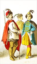 The figures shown here represent three Polish men. The clothes, attire, and names all date to the