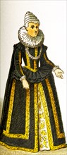 The figure here represents Marie de Medici, queen of France from 1600-1610. This illustration dates