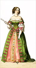 The Figure represented here Maria Theresa, Queen of France, in 1666. The illustration dates to 1882