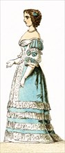 The Figure represented here is a French lady of the court living in the 17th century, specifically