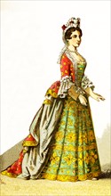 The figure represented here is a French lady of rank around 1600. The illustration dates to 1882.