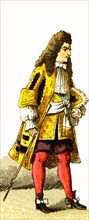 The figure represented here is the French king Louis XIV around 1680. The illustration dates to