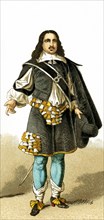 The men in this illustration wear the clothes worn in the Netherlands around 1600 by a man of rank.