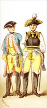 The Figures represented here are both Germans in 1700s and are, from left to right: an officer of