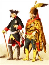 The Figures represented here are all Germans in 1700s and are, from left to right: an officer of