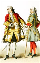 The figures represented here are French men of rank from 1700 to 1750 A.D. The illustration dates