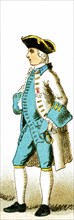 The figure represented here is a French officer from 1700 to 1750 A.D. The illustration dates to