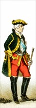 The figure represented here is a French general from 1700 to 1750 A.D. The illustration dates to