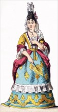 The figure illustrated here represents a French lady of rank‚Äîupper class woman‚Äîbetween 1700 and