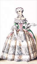 The figure illustrated here represents a French lady of rank‚Äîupper class woman‚Äîbetween 1700 and