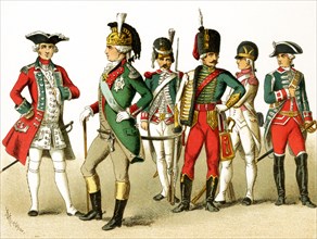 The figures pictured here represent military figures in Europe from around 1700. They are, from