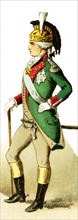 The figure pictured here represents a Colonel of Dragoons from around 1700. The illustration dates