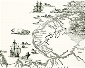 This illustration of Nova Zembla is taken from an old print. The Russians knew of Novaya Zemlya