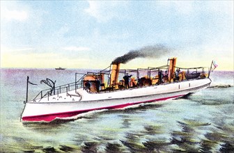 The USS Cushing (Torpedo Boat #1/TB-1), launched in 1890 by the Herreshoff Manufacturing Company of