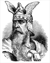 This engraving is a late 1800s interpretation of a Viking leader. The Vikings were an ancient