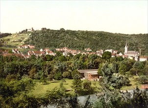 Koenigstein with castle and Elbe.