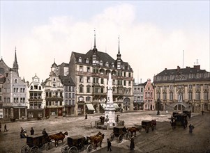 Market square and town hall of Leipzig.