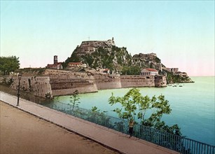 Citadel and harbor in Corfu.