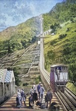 The cogwheel cable railway between Montreux and Sion.