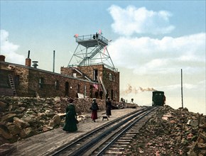 The summit of Pike's Peak with railway station.