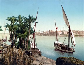 Banks of the Nile and Dahabieh.