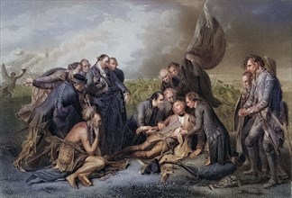 Der Tod von General Wolfe in der Schlacht von Quebec.