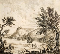 View of Kulmbach with the Plassenburg around 1600, Upper Franconia, Bavaria, Germany, Historic,