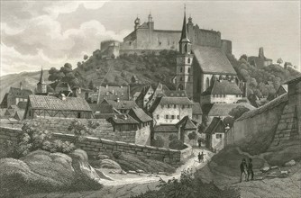 View of Kulmbach with the Plassenburg, Old Town and Petri Church, c. 1847, Upper Franconia,