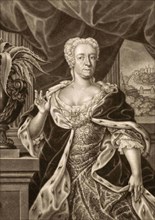 Portrait of Charlotte Louise von Anhalt, 1739 to 1767, Historic, digitally restored reproduction