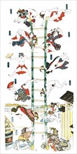 Erotic picture series from Japan, twelve positions of the prostitute, sex, sex ladder, ca 1800,