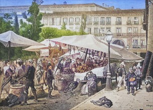 Market on the Plaza Major in Madrid.