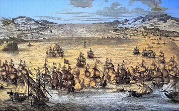 Naval battle between the Dutch and French navies at Syracuse on the 22nd of Aril 1676.