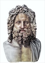 The antique marble bust of Zeus of Otricoli stands in the Vatican in Rome.