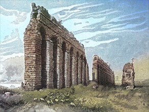 Remains of a Roman aqueduct in the Campagna.