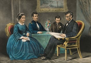 Abraham Lincoln at home with his family.