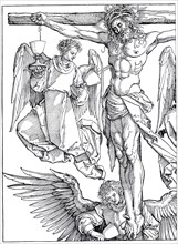 Christ on the cross with three angels.