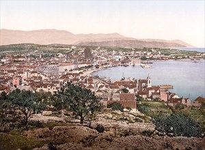 General view of Spalato, Split, Dalmatia, former Austro-Hungary, today Croatia, 1890, Historic,