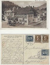 Both sides of a picture postcard from 1919, Hotel Zur Post in Wirsberg, today 2-star restaurant of